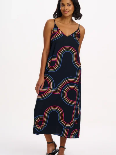 γυναικείο φόρεμα με ραντάκι από την sugarhill, gretchen midi sundress