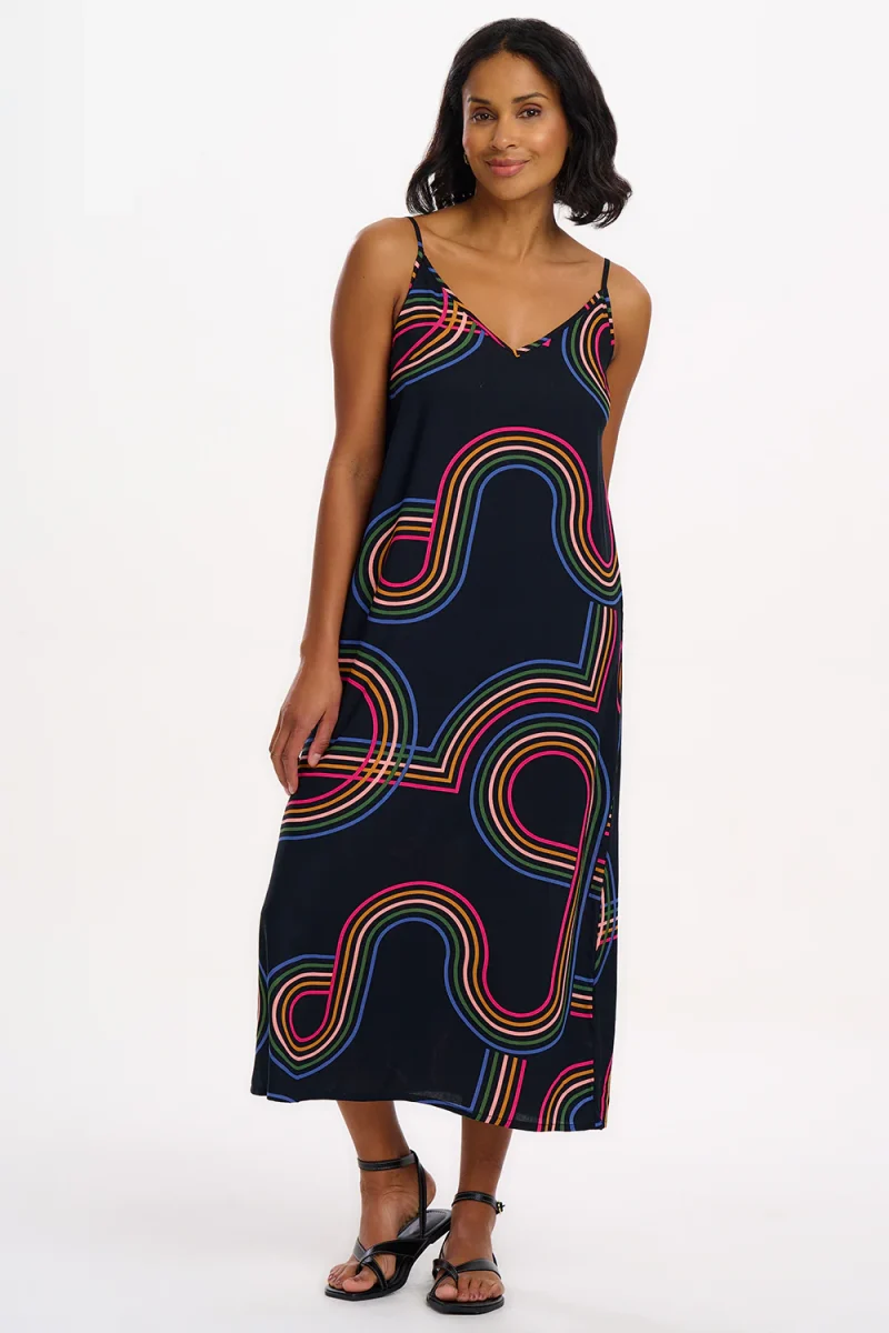 γυναικείο φόρεμα με ραντάκι από την sugarhill, gretchen midi sundress