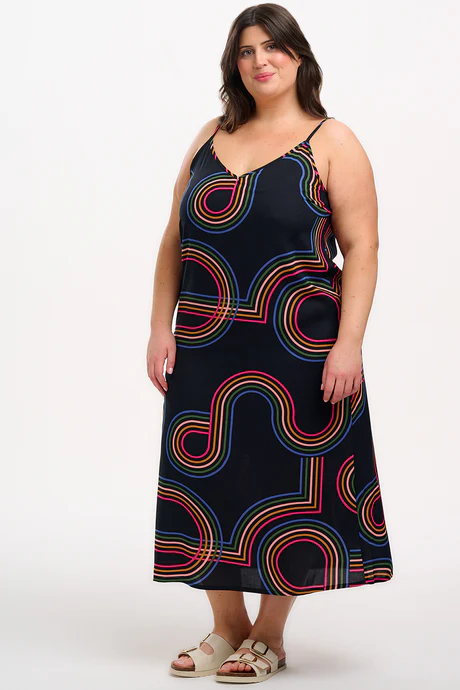 γυναικείο φόρεμα με ραντάκι από την sugarhill, gretchen midi sundress