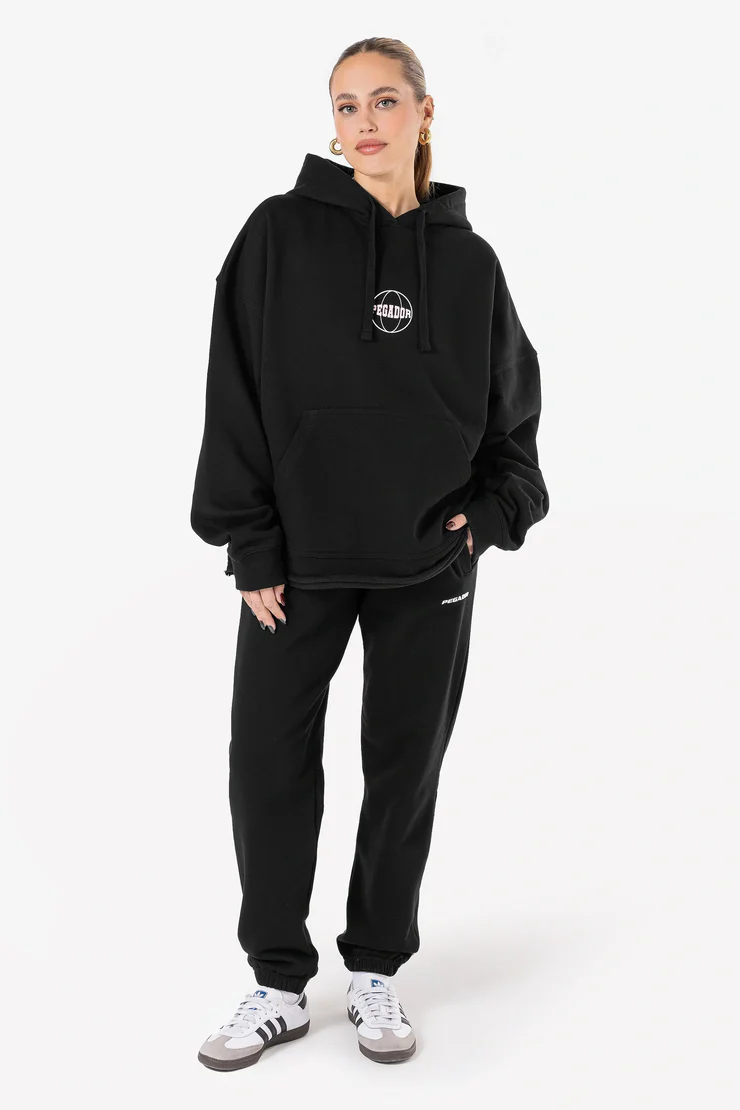 γυναικείο μαύρο φούτερ από την pegador, super oversized hoodie