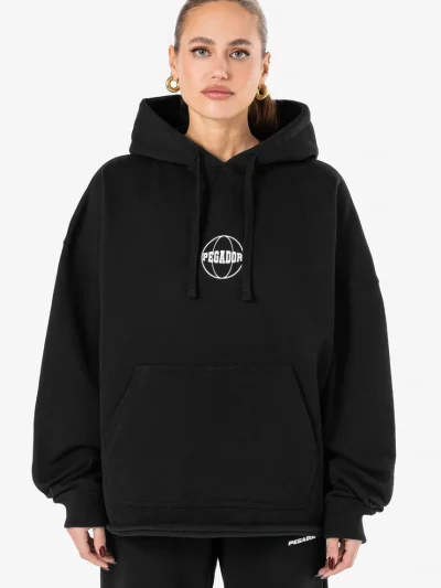 γυναικείο μαύρο φούτερ από την pegador, super oversized hoodie