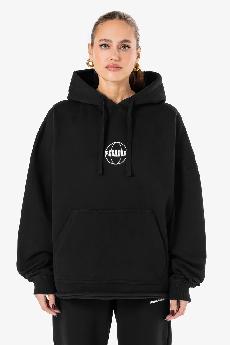 γυναικείο μαύρο φούτερ από την pegador, super oversized hoodie