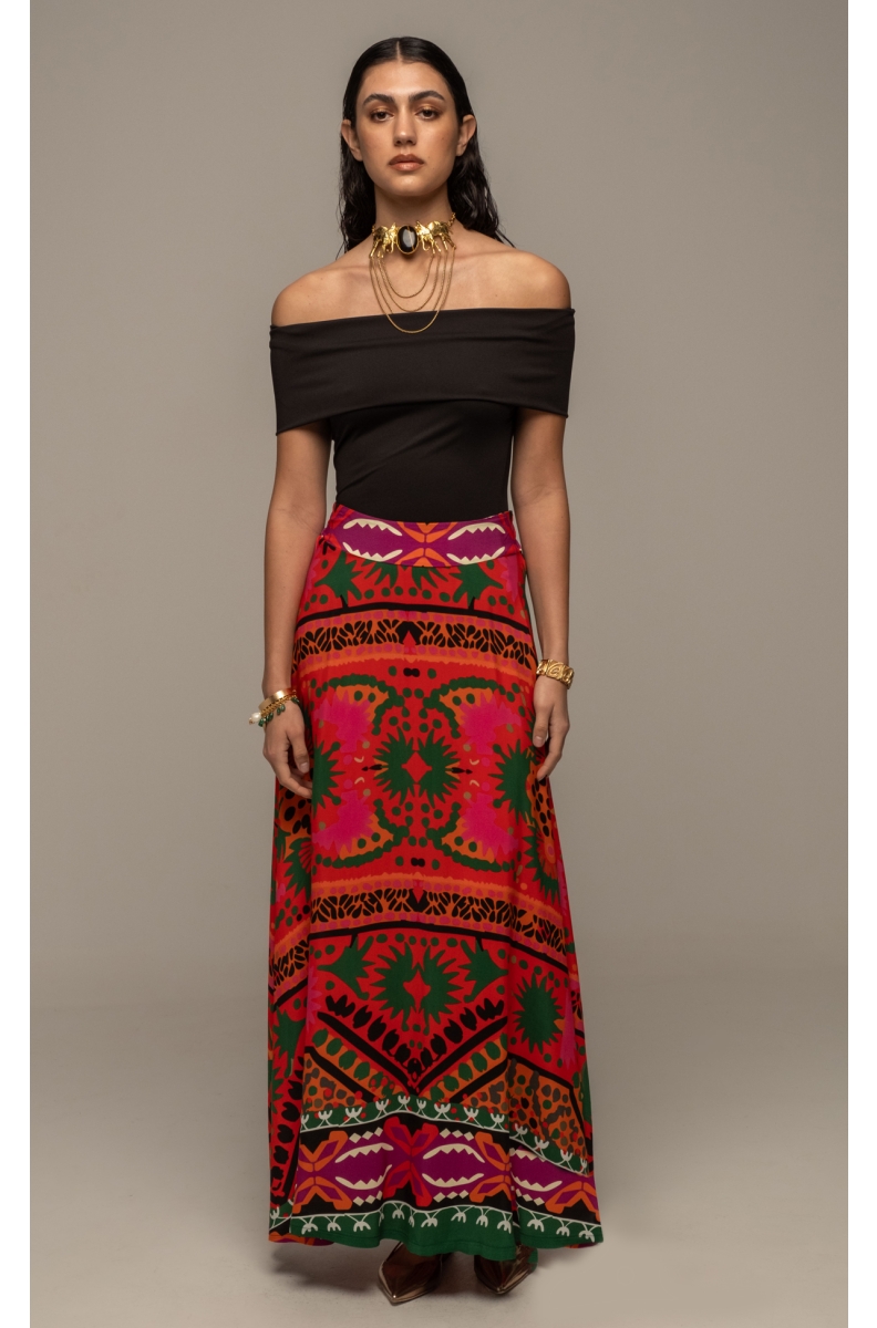 γυναικεία μακριά φούστα με print από την peace and chaos, rapture long skirt