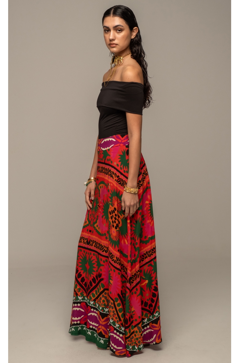 γυναικεία μακριά φούστα με print από την peace and chaos, rapture long skirt