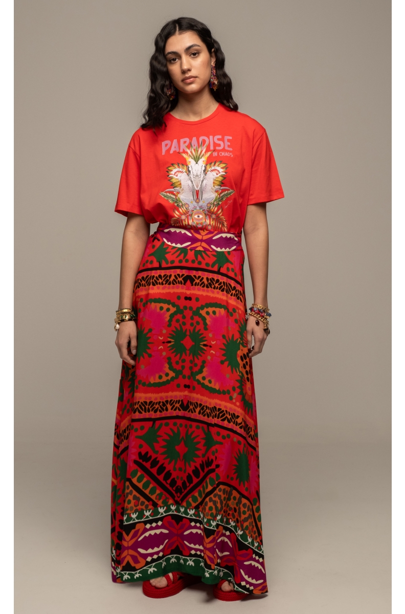 γυναικεία μακριά φούστα με print από την peace and chaos, rapture long skirt