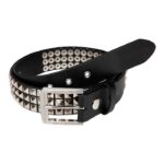μαύρη ζώνη δερμάτινη με καρφιά από την santa cruz, triple set belt