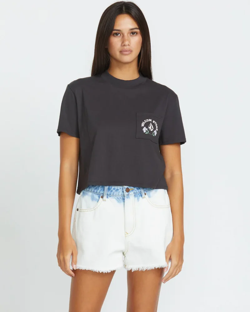 γυναικεία μπλούζα σε γκρι χρώμα από την volcom , pocket dial t-shirt