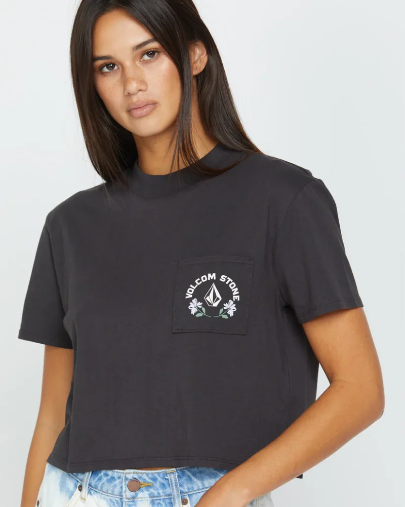 γυναικεία μπλούζα σε γκρι χρώμα από την volcom , pocket dial t-shirt