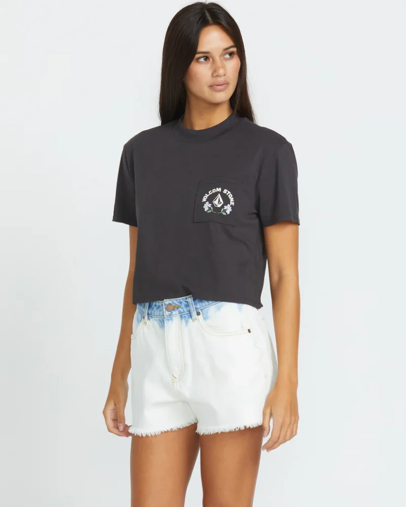 γυναικεία μπλούζα σε γκρι χρώμα από την volcom , pocket dial t-shirt