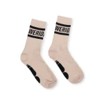 κάλτσες από την we ride local, statement beige socks