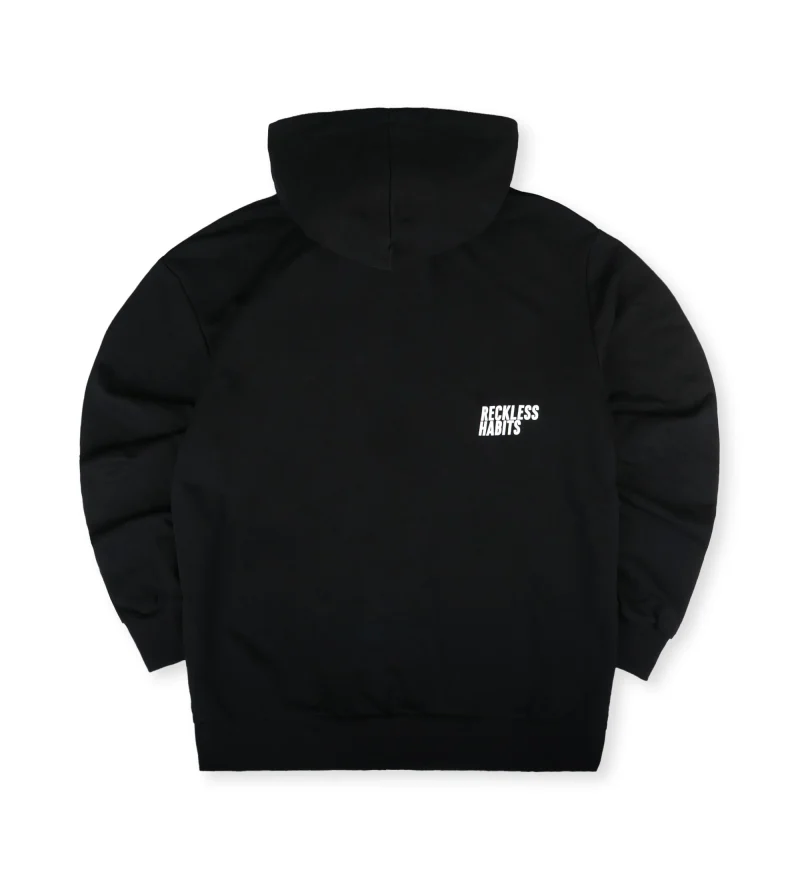 μαύρη λεπτή ζακέτα με κουκούλα από την we ride local, stoked black light zipped hoodie