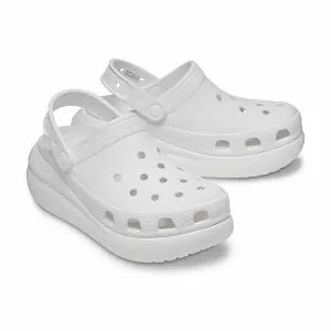 δίπατο σαμπό σε λευκό χρώμα, crocs classic crush clog white
