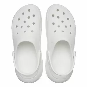δίπατο σαμπό σε λευκό χρώμα, crocs classic crush clog white