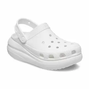 δίπατο σαμπό σε λευκό χρώμα, crocs classic crush clog white
