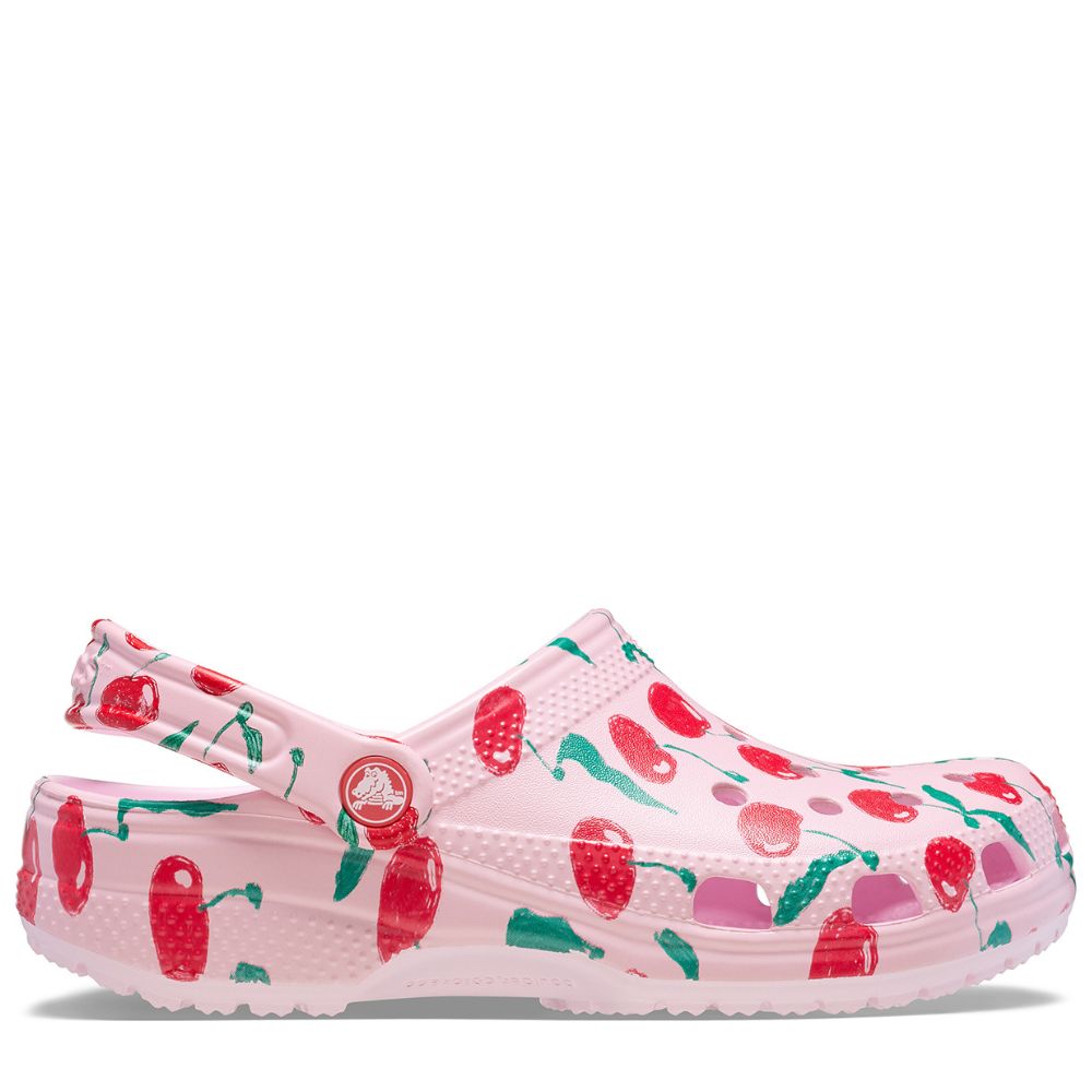 σαμπό σε ροζ χρώμα με σχέδιο κεράσια από την crocs, classic fresh fruits clog cherry