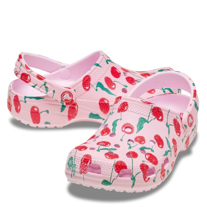 σαμπό σε ροζ χρώμα με σχέδιο κεράσια από την crocs, classic fresh fruits clog cherry