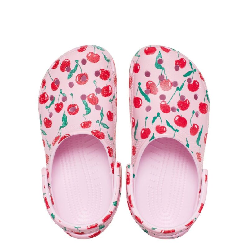 σαμπό σε ροζ χρώμα με σχέδιο κεράσια από την crocs, classic fresh fruits clog cherry
