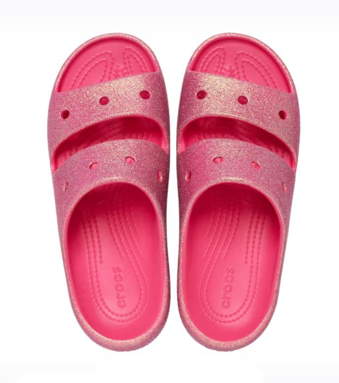 παντόφλες με γκλίτερ από την crocs, classic iridescent glitter sandals