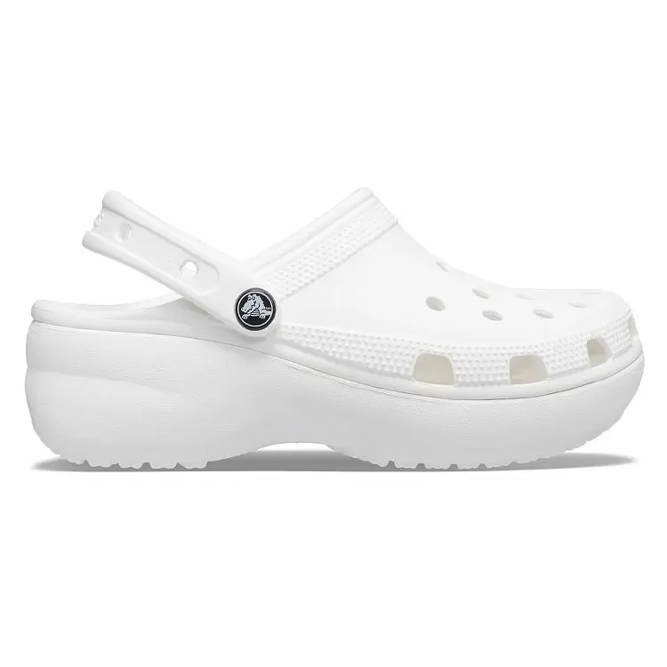 crocs-classic-platform-clog-white-sampo γυναικεία σαμπό με πλατφόρμα σε λευκό χρώμα από την crocs, classic platform clog