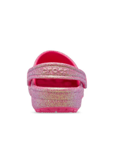 παιδικά σαμπό σε ροζ χρώμα με γκλιτερ από την crocs, classic t clog glitter pink