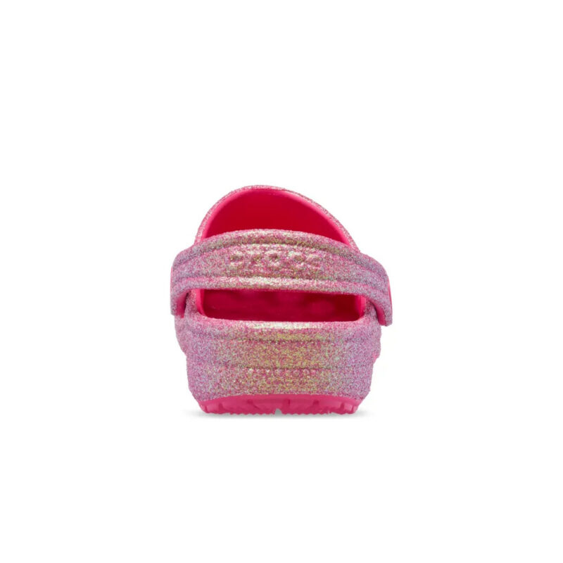 παιδικά σαμπό σε ροζ χρώμα με γκλιτερ από την crocs, classic t clog glitter pink