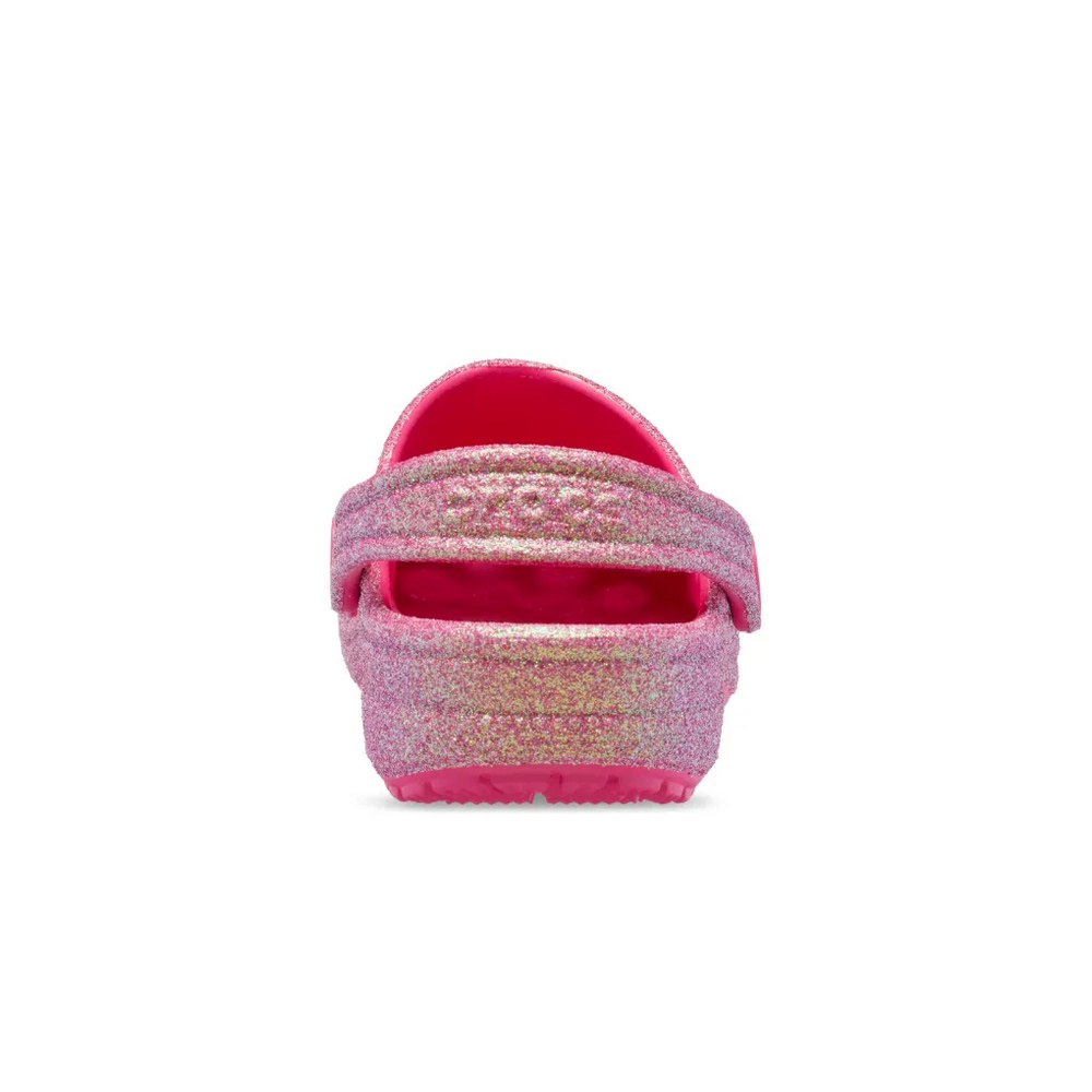 παιδικά σαμπό σε ροζ χρώμα με γκλιτερ από την crocs, classic t clog glitter pink