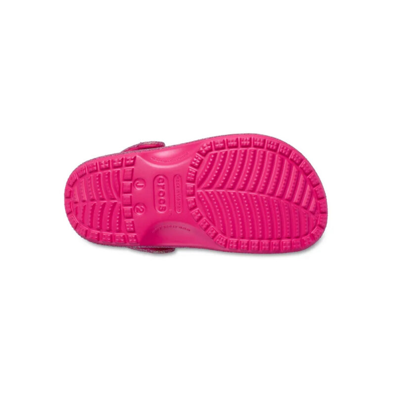 παιδικά σαμπό σε ροζ χρώμα με γκλιτερ από την crocs, classic t clog glitter pink