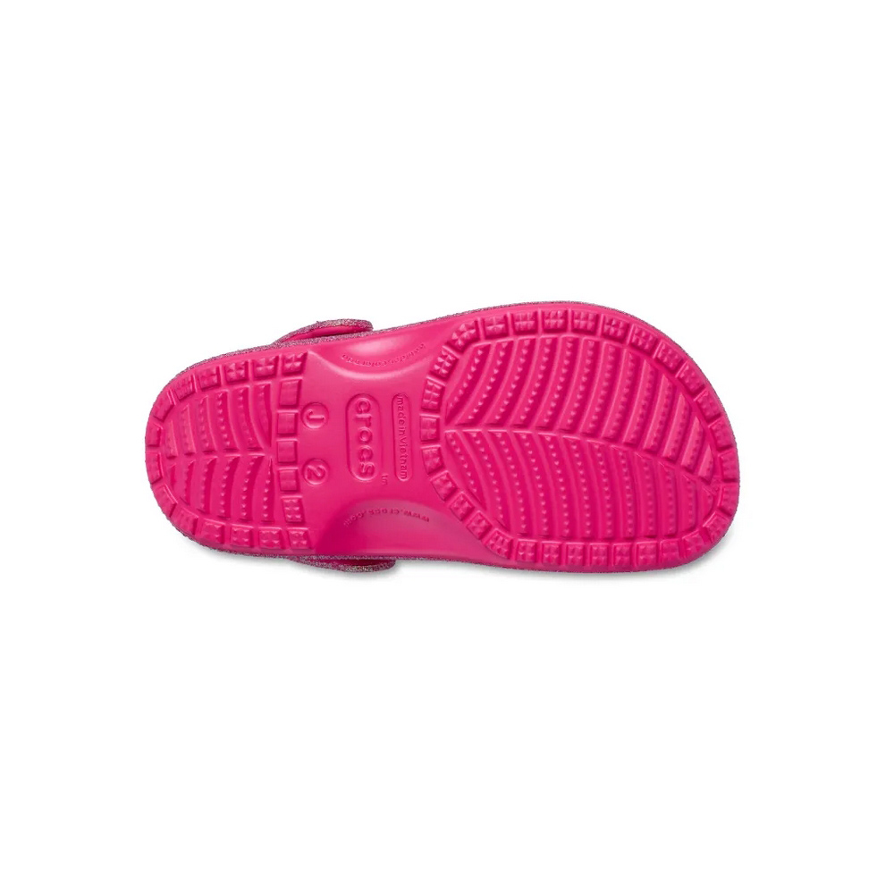 παιδικά σαμπό σε ροζ χρώμα με γκλιτερ από την crocs, classic t clog glitter pink