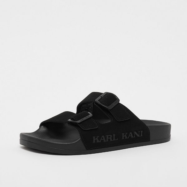karl-kani-street-slide-prm-sandals-black-grey-pantofles παντόφλες με λουράκια σε μαύρο χρώμα από την karl kani, street slide prm black/grey