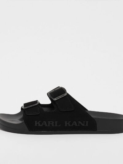παντόφλες με λουράκια σε μαύρο χρώμα από την karl kani, street slide prm black/grey
