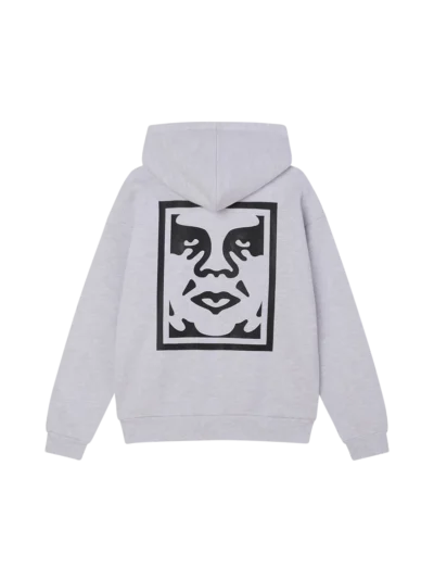 fouter me koukoula se gkri xroma me tipoma stin plati apo tin obey, bold icon extra heavy hood ash grey