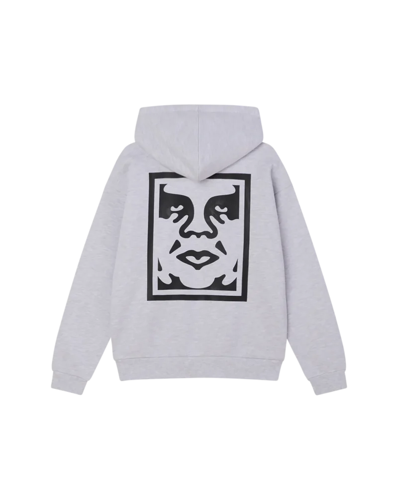 fouter me koukoula se gkri xroma me tipoma stin plati apo tin obey, bold icon extra heavy hood ash grey