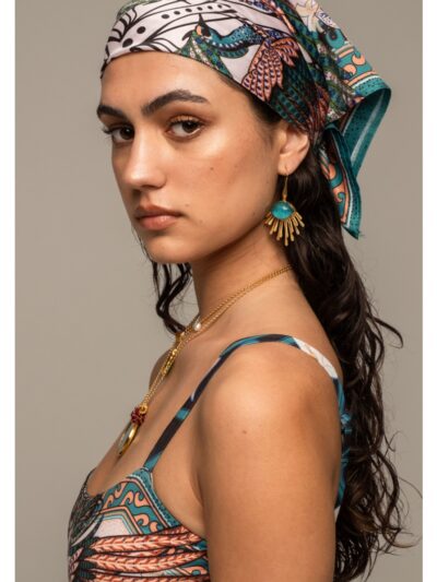 γυναικείο μαντήλι με σχέδια από την peace and chaos, prosperity scarf