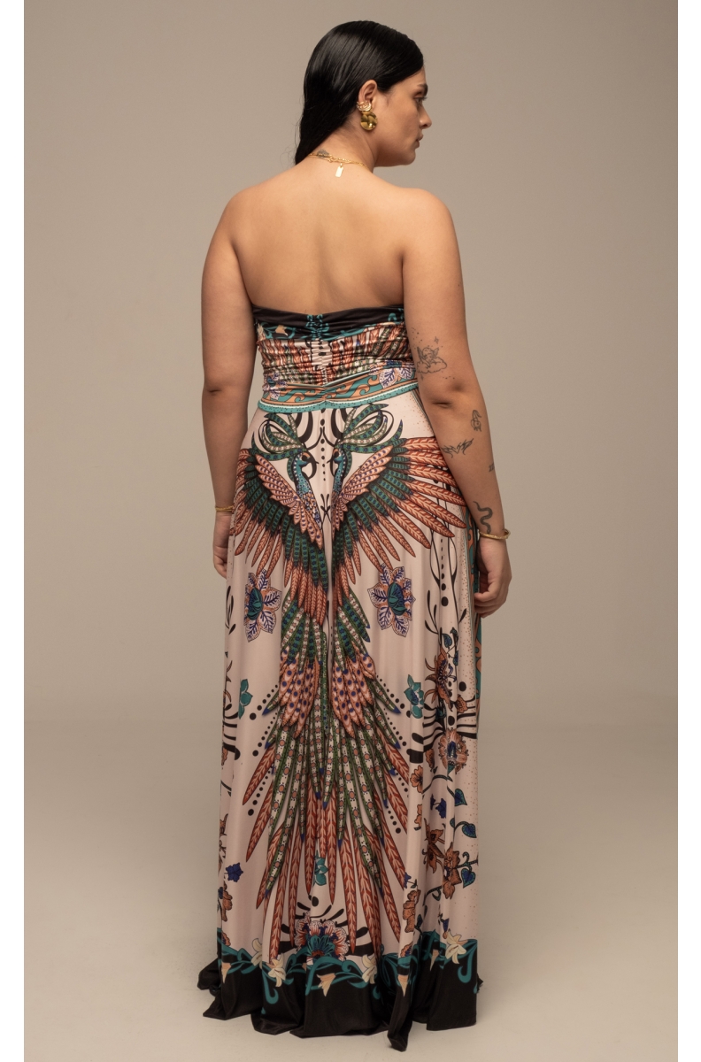 γυναικείο strapless φόρεμα με διάφορα σχέδια από την peace and chaos, prosperity strapless dress