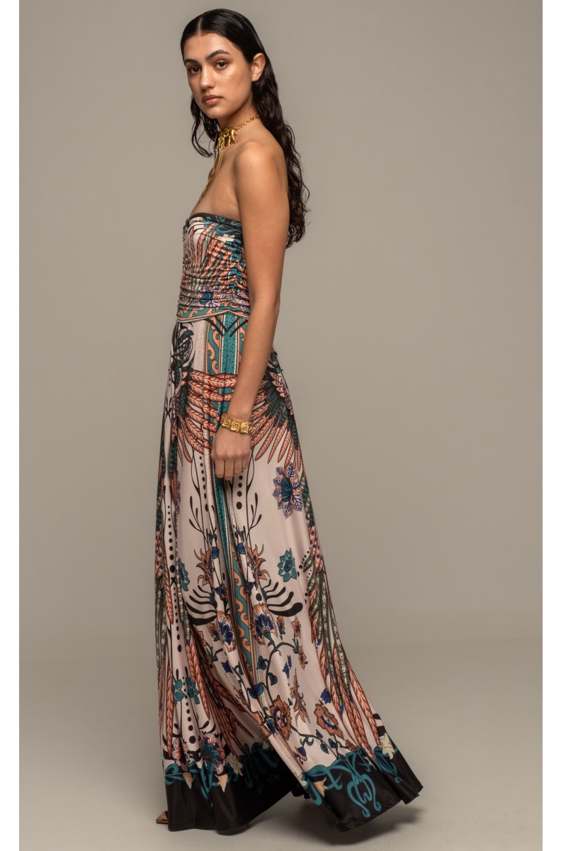 γυναικείο strapless φόρεμα με διάφορα σχέδια από την peace and chaos, prosperity strapless dress