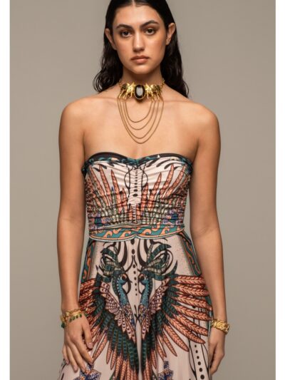 γυναικείο strapless φόρεμα με διάφορα σχέδια από την peace and chaos, prosperity strapless dress