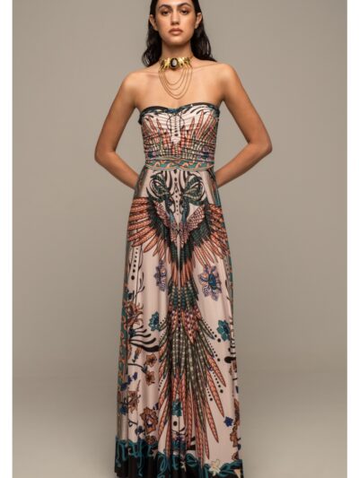 γυναικείο strapless φόρεμα με διάφορα σχέδια από την peace and chaos, prosperity strapless dress