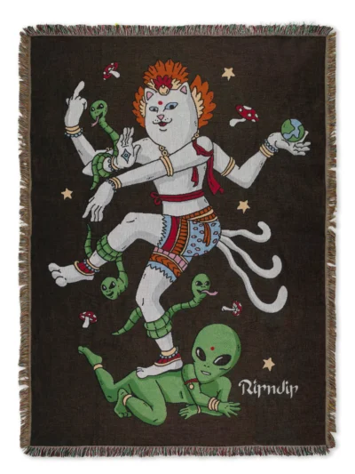 κουβέρτα με διάφορα σχέδια από την ripndip, alien whisperer woven blanket
