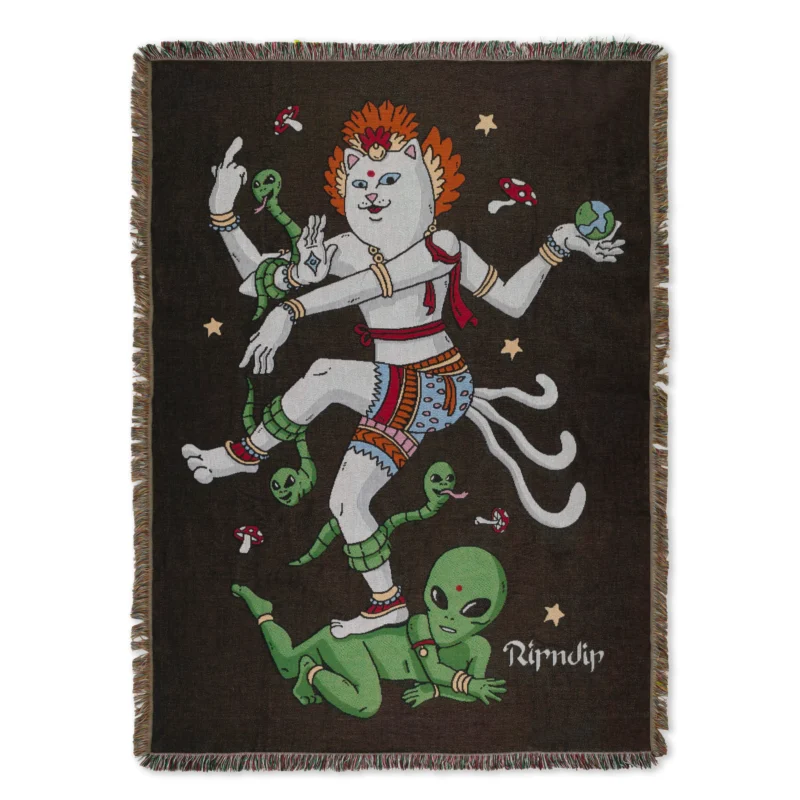 κουβέρτα με διάφορα σχέδια από την ripndip, alien whisperer woven blanket