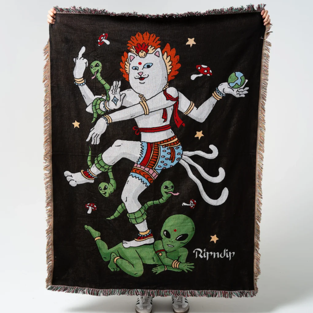 κουβέρτα με διάφορα σχέδια από την ripndip, alien whisperer woven blanket