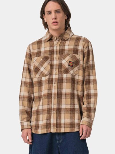 ανδρικό πουκάμισο με καφέ χρώμα από την santa cruz, apex shirt