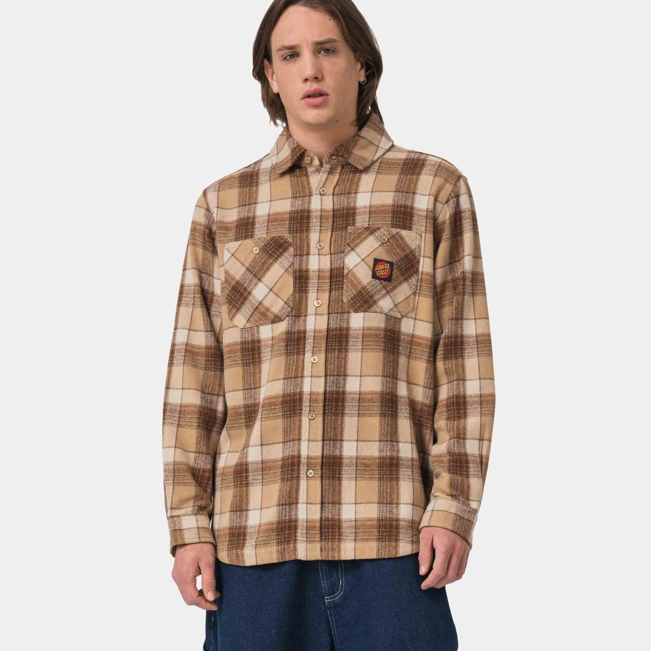 ανδρικό πουκάμισο με καφέ χρώμα από την santa cruz, apex shirt