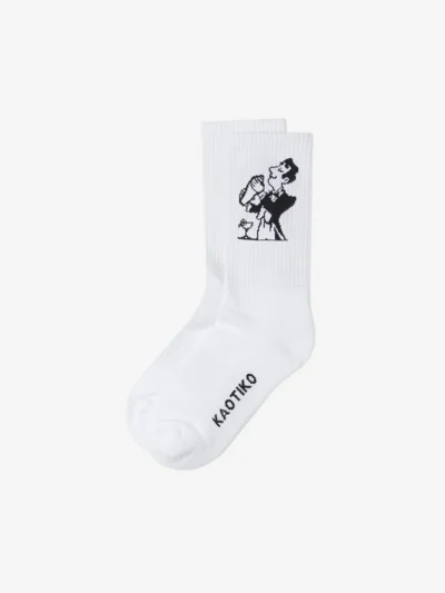 κάλτσες με σχέδιο σε άσπρο χρώμα από την kaotiko, cocktail man sock