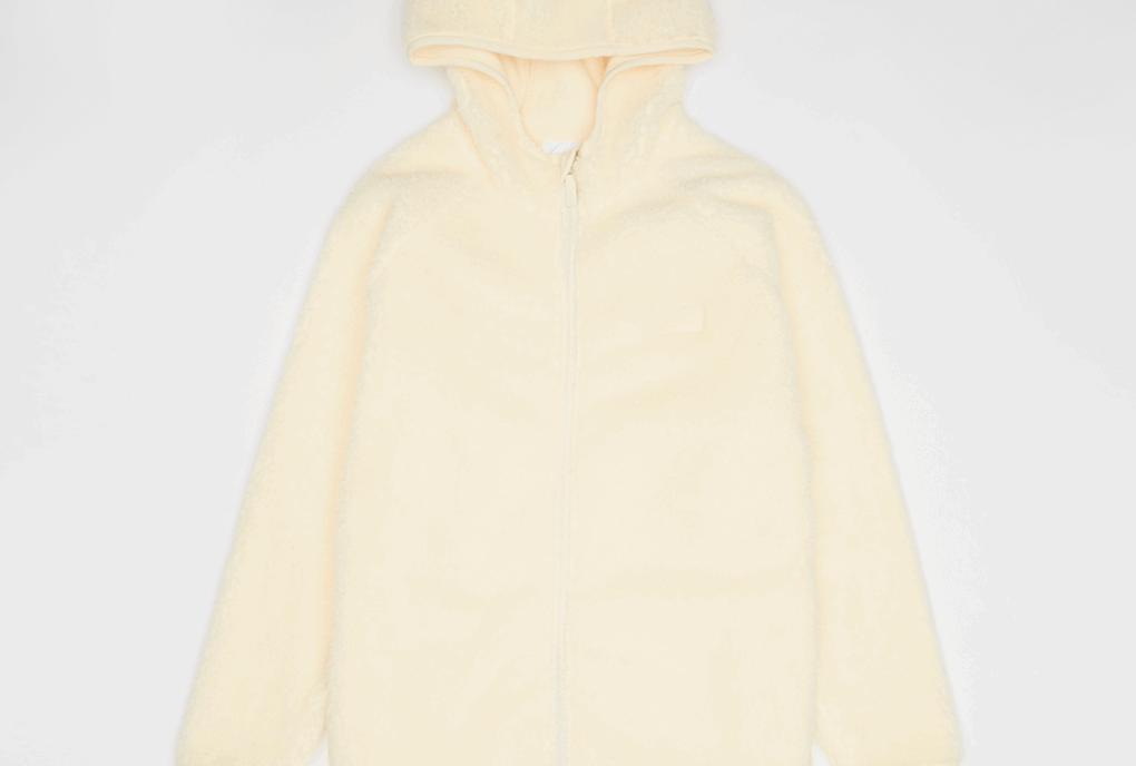 παιδική ζακέτα σε μπεζ χρώμα από την karl kani, signature rubber patch teddy zip hoodie beige