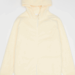 παιδική ζακέτα σε μπεζ χρώμα από την karl kani, signature rubber patch teddy zip hoodie beige