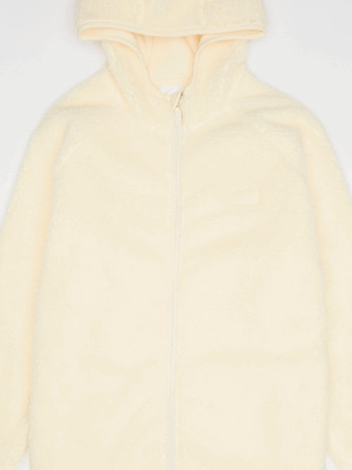 παιδική ζακέτα σε μπεζ χρώμα από την karl kani, signature rubber patch teddy zip hoodie beige