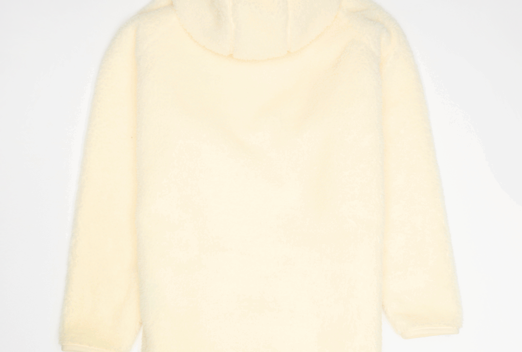 παιδική ζακέτα σε μπεζ χρώμα από την karl kani, signature rubber patch teddy zip hoodie beige