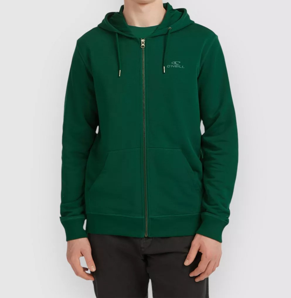 oneill-small-logo-full-zip-hoodie-green ανδρική πράσινη ζακέτα με κουκούλα από την o'neill, small logo full-zip hoodie