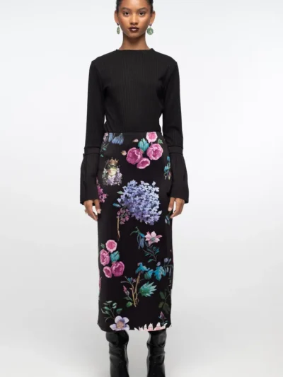 γυναικεία φούστα με λουλούδια από την peace and chaos, azelea midi skirt
