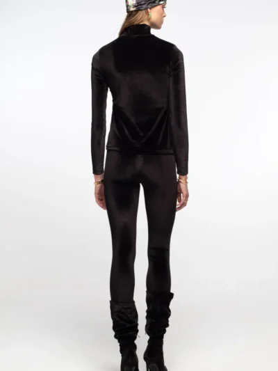 γυναικείο μαύρο βελούδινο κολάν από την peace and chaos, midnight leggings